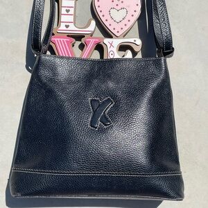 Paloma Picasso Vintage Pebbled Leather Black Shoulder Bag 90s